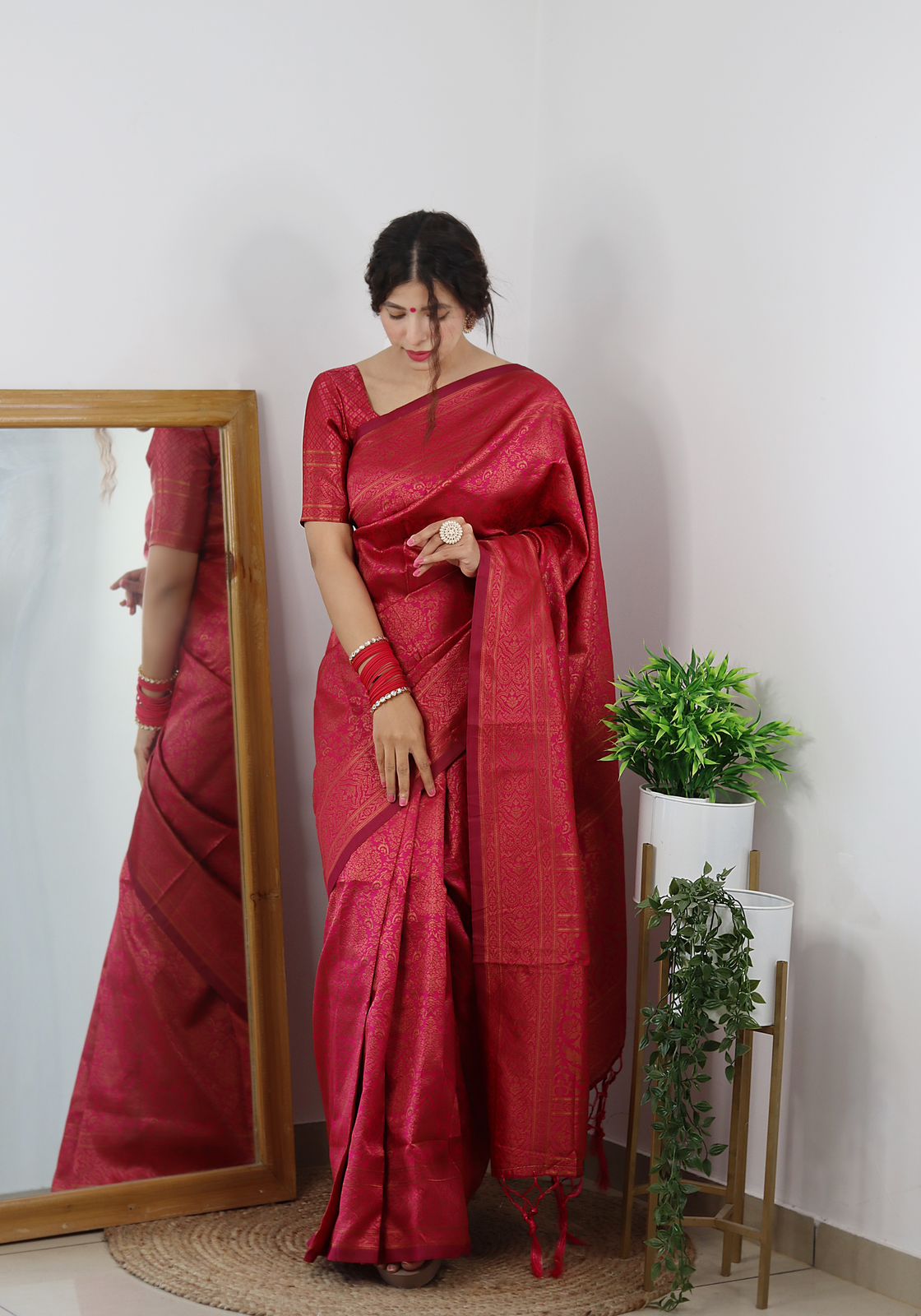 Alluring Dark Pink Soft Silk Saree With Palimpsest Blouse Piece