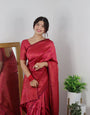 Alluring Dark Pink Soft Silk Saree With Palimpsest Blouse Piece