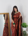 Whimsical Maroon Soft Silk Saree With Groovy Blouse Piece