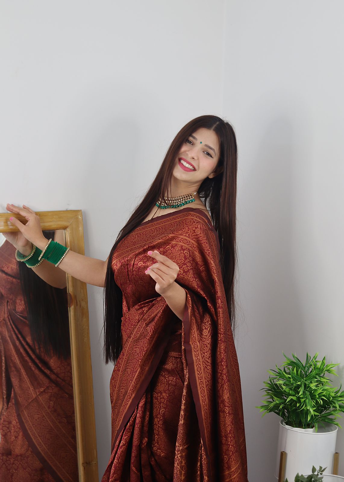 Whimsical Maroon Soft Silk Saree With Groovy Blouse Piece