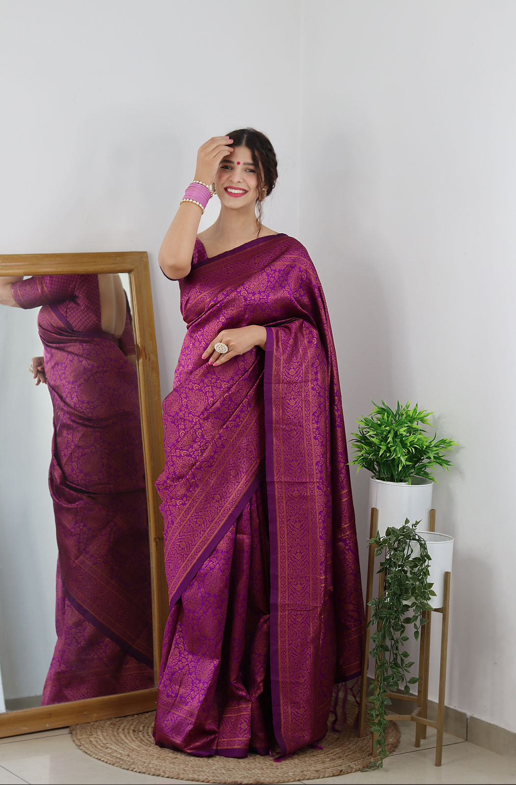 Jubilant Purple Soft Silk Saree With Exceptional Blouse Piece