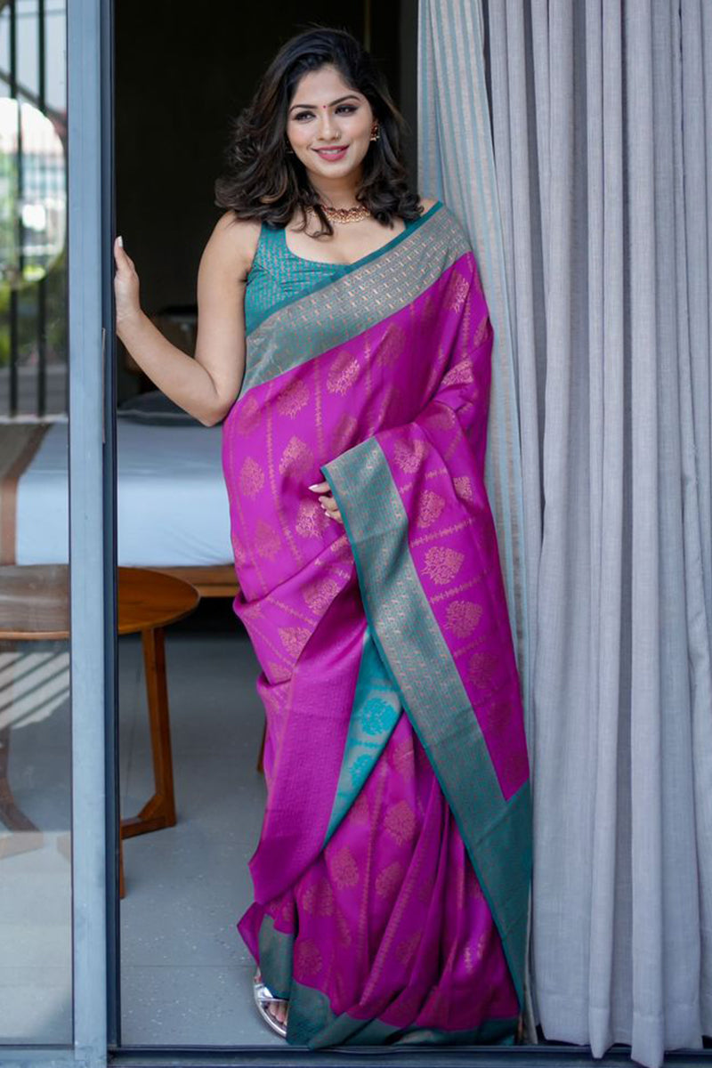 Enchanting Purple Soft Silk Saree With Propinquity Blouse Piece