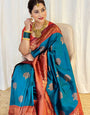 Sumptuous Rama Soft Silk Saree With Redolent Blouse Piece