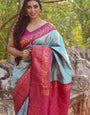 Glamorous Sky Soft Silk Saree With Incredible Blouse Piece