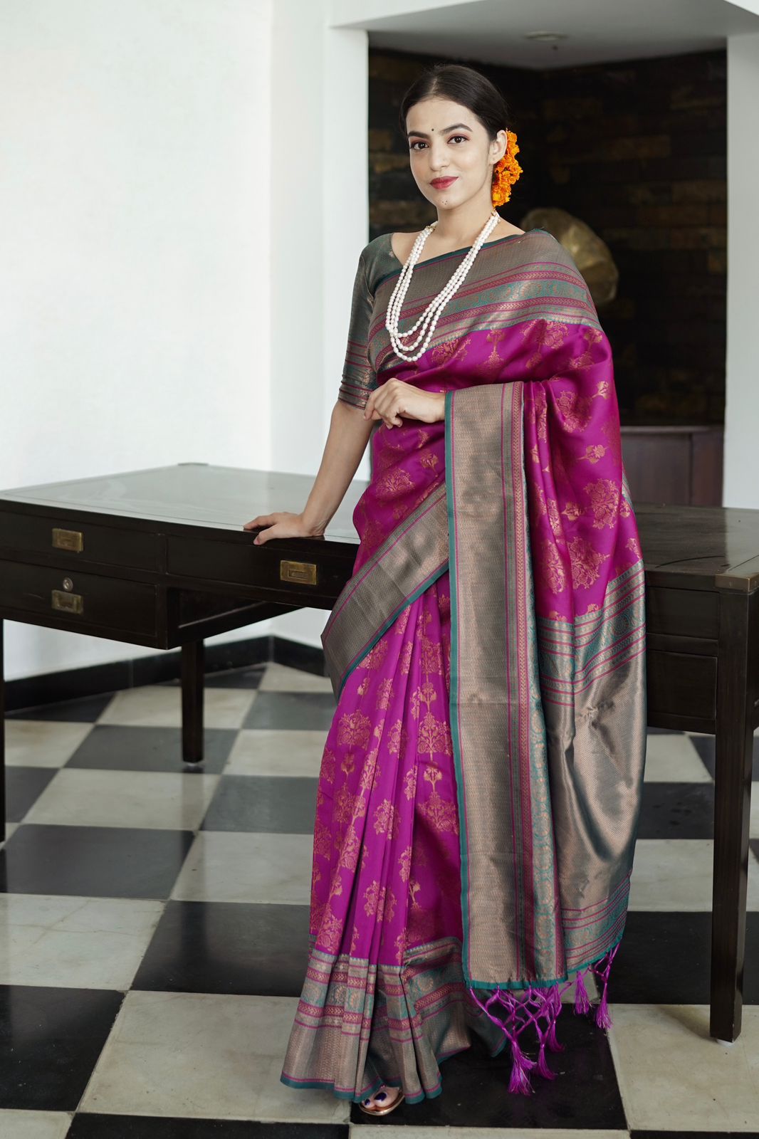 Redolent Purple Soft Silk Saree With Scintilla Blouse Piece