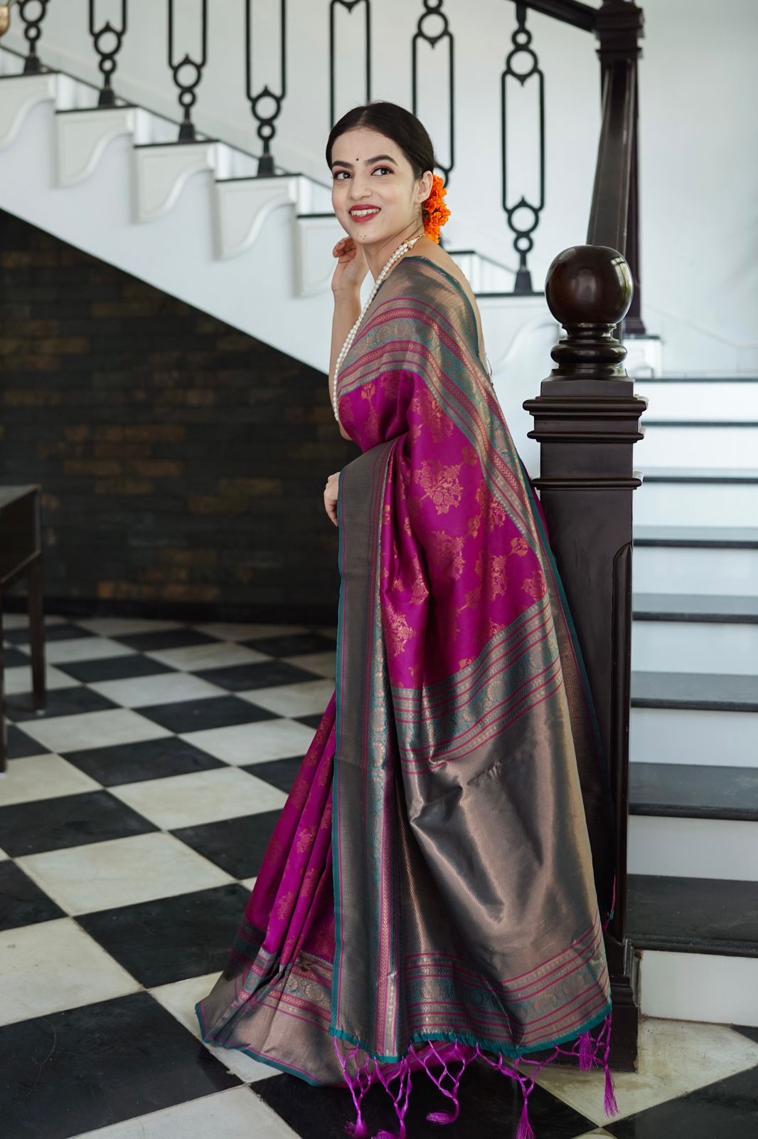 Redolent Purple Soft Silk Saree With Scintilla Blouse Piece