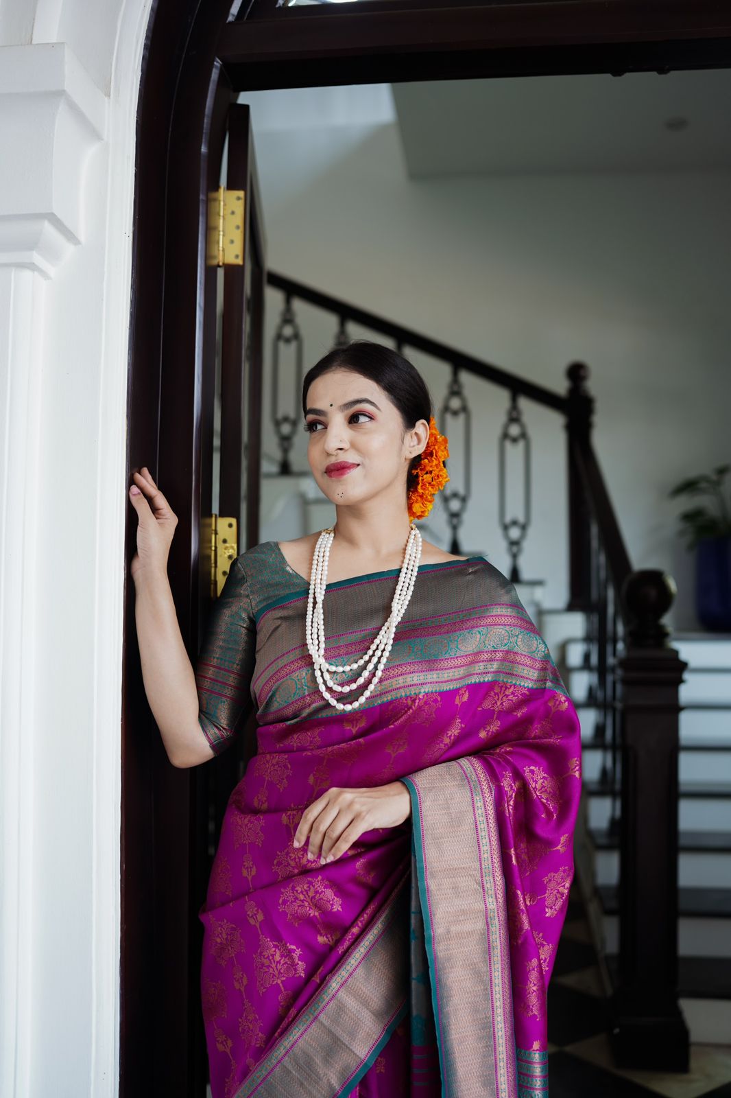 Redolent Purple Soft Silk Saree With Scintilla Blouse Piece