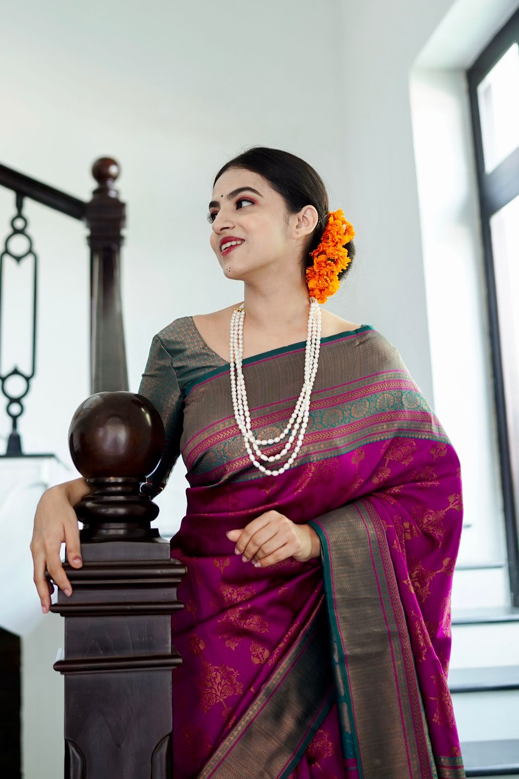 Redolent Purple Soft Silk Saree With Scintilla Blouse Piece