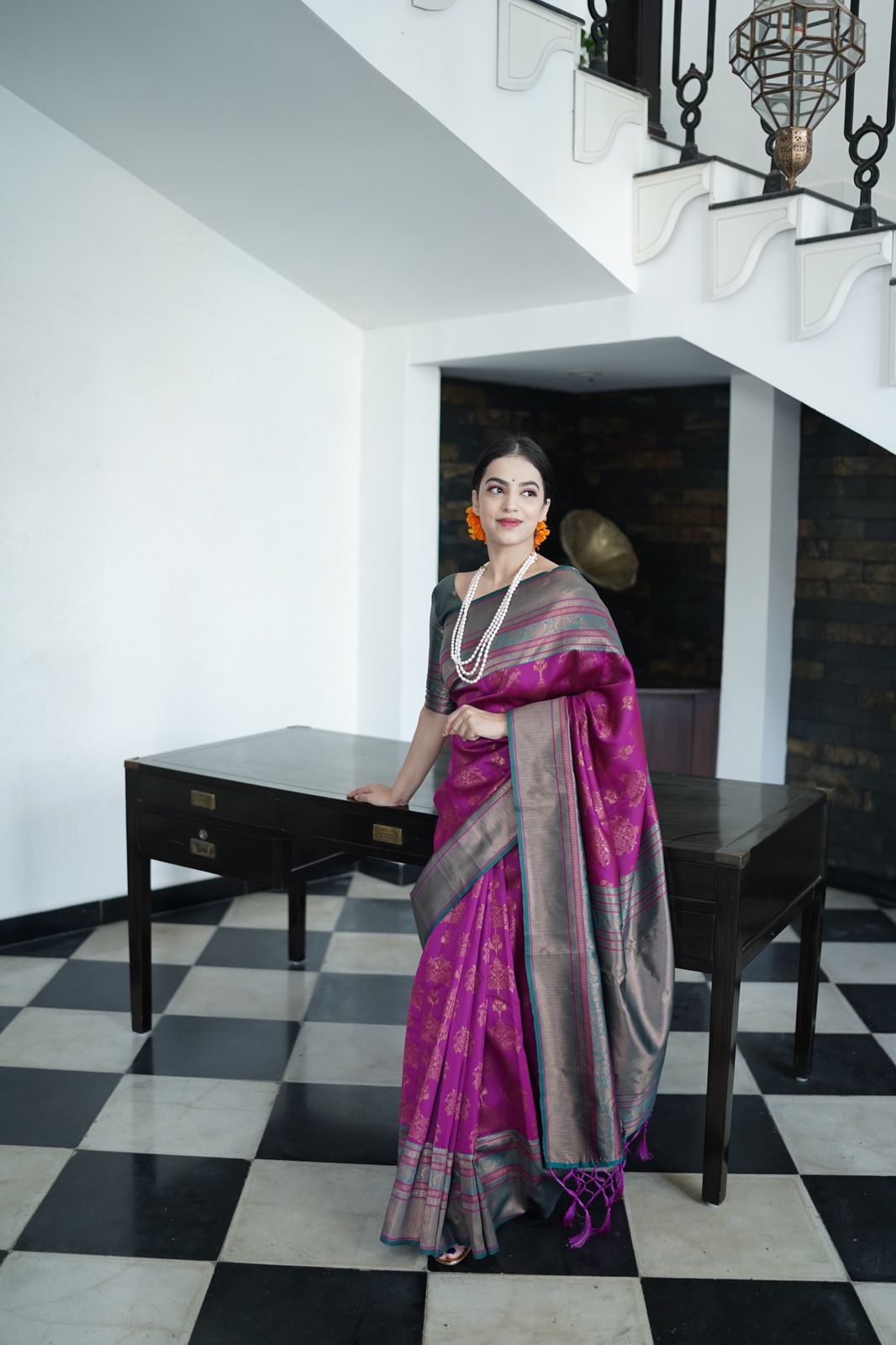 Redolent Purple Soft Silk Saree With Scintilla Blouse Piece