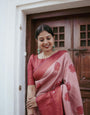 Evocative Pink Soft Silk Saree With Blissful Blouse Piece