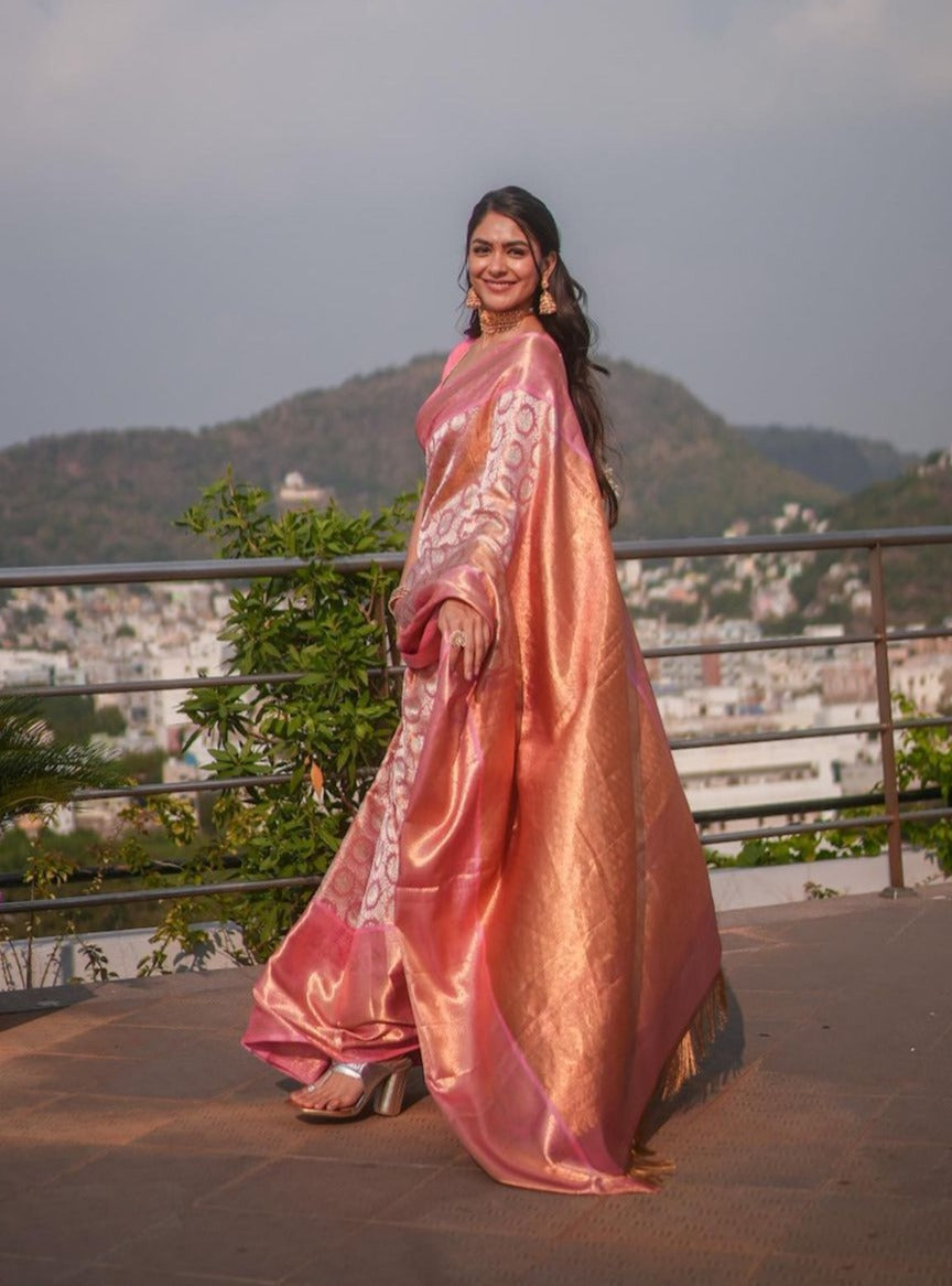 Beleaguer Pink Soft Silk Saree With Surreptitious Blouse Piece