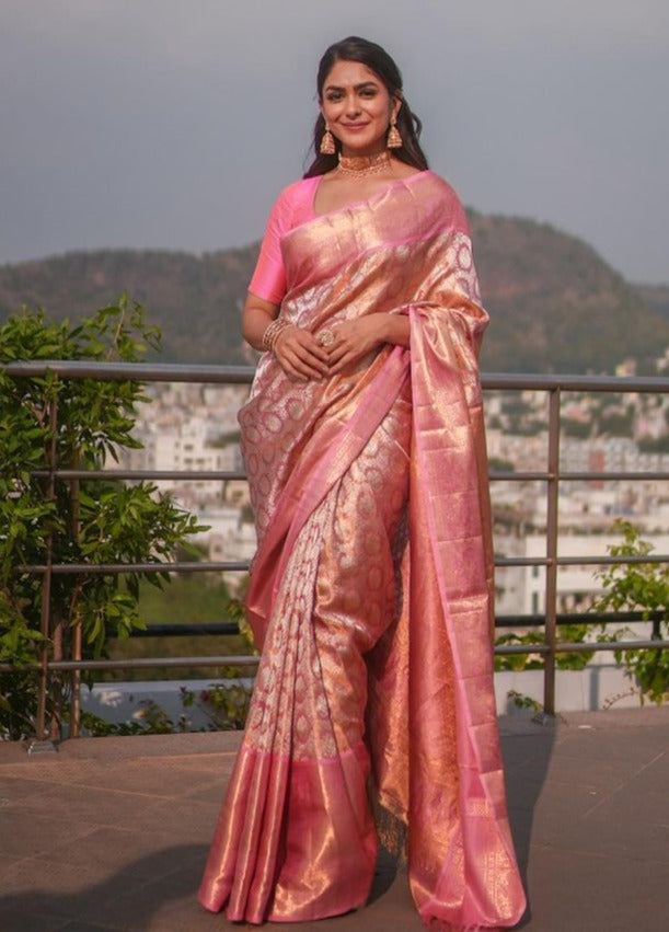 Beleaguer Pink Soft Silk Saree With Surreptitious Blouse Piece