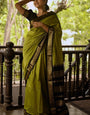 Radiant Mehndi Soft Silk Saree With Devastating Blouse Piece