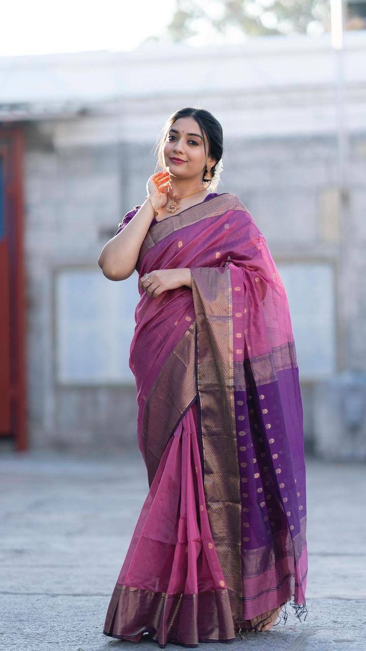 Imbrication Lavendor Soft Silk Saree With Ideal Blouse Piece