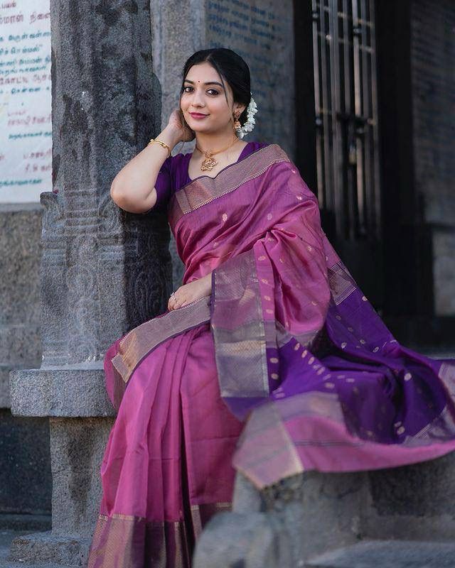 Imbrication Lavendor Soft Silk Saree With Ideal Blouse Piece