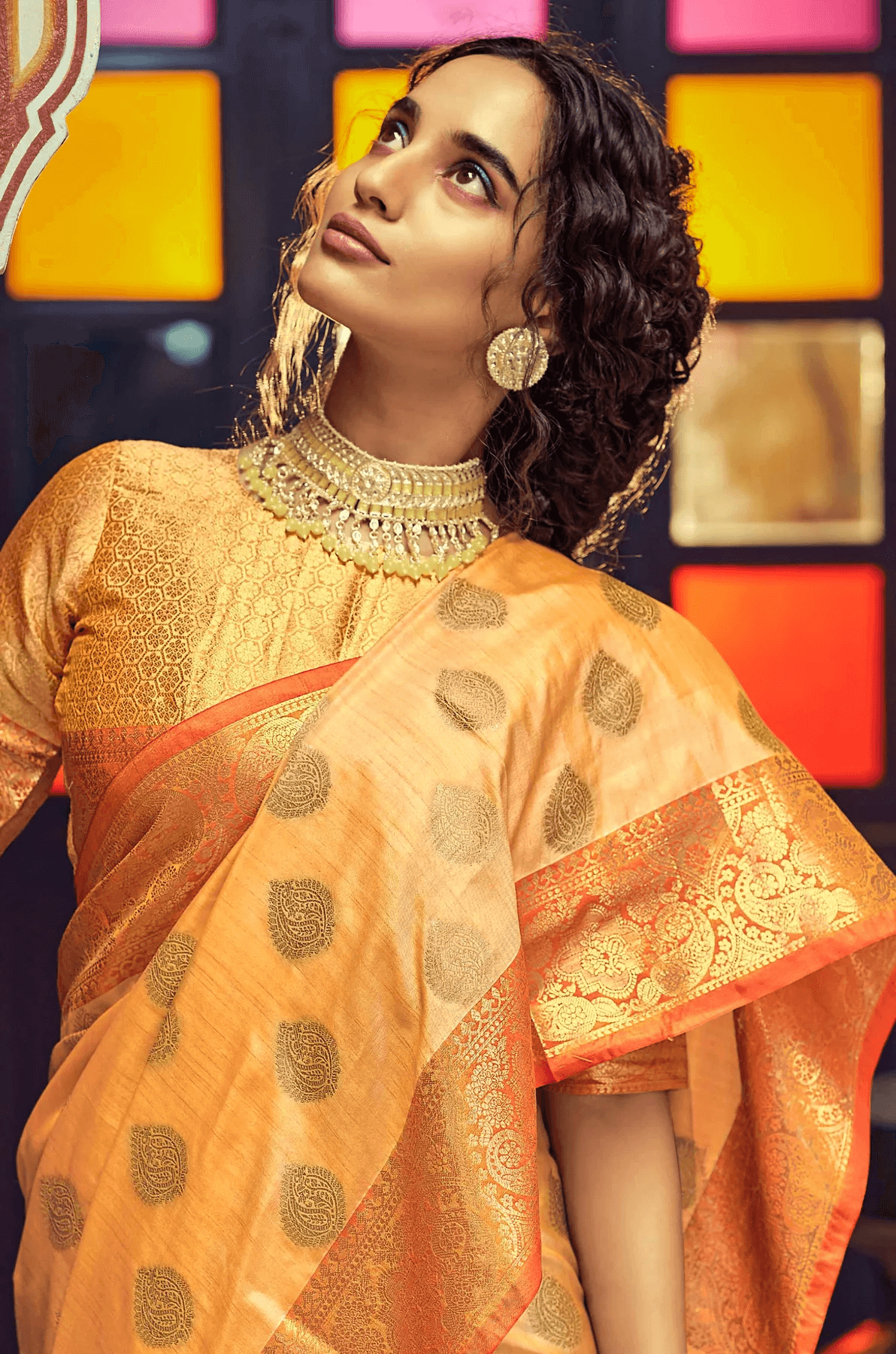 Scintilla Orange Soft Banarasi Silk Saree With Excellent Blouse Piece