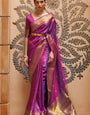 Fragrant Purple Pure Kanjivaram Silk Saree with Evocative Blouse Piece