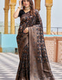 Breathtaking Black Kanjivaram Silk Saree With Woebegone Blouse Piece