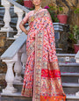 Blooming Baby Pink Pashmina saree With Surreptitious Blouse Piece