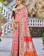 Wonderful Pink Pashmina saree With Verdant Blouse Piece