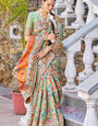 Alluring Pista Pashmina saree With Scrupulous Blouse Piece