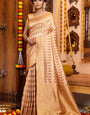 Conflate Beige Organza Silk Saree With Allure Blouse Piece