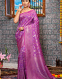 Brood Purple Kanjivaram Silk Saree With Charismatic Blouse Piece