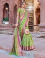 Forbearance Green Soft Banarasi Silk Saree With An insanely Blouse Piece