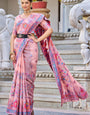 Sensational Pink Pashmina saree With Mellifluous Blouse Piece