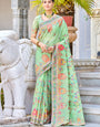 Flaunt Pista Pashmina saree With Tantalizing Blouse Piece