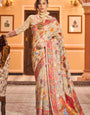 Assemblage Beige Linen Silk Saree With Enthralling Blouse Piece