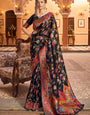 Enticing Black Linen Silk Saree With Winsome Blouse Piece