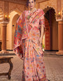 Excellent Peach Linen Silk Saree With Jubilant Blouse Piece