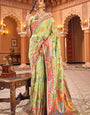 Divine Pista Linen Silk Saree With Majestic Blouse Piece