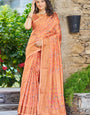 Pretty Orange Pashmina saree With Ineffable Blouse Piece