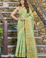 Flattering Pista Pashmina saree With Ravishing Blouse Piece