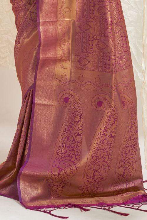 Diaphanous Purple Kanjivaram Silk Saree With Aplomb Blouse Piece