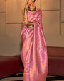 Beauteous Pink Kanjivaram Silk Saree With Vivacious Blouse Piece