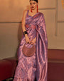 Smashing Light Pink Kanjivaram Silk Saree With Ebullience Blouse Piece