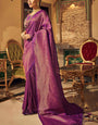 Ideal Purple Kanjivaram Silk Saree With Unequalled Blouse Piece