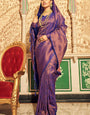 Confounding Royal Blue Kanjivaram Silk Saree With Diaphanous Blouse Piece