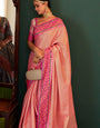 Staggering Light Pink Kanjivaram Silk Saree With Desuetude Blouse Piece