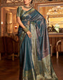 Stunner Rama Kanjivaram Silk Saree With Profuse Blouse Piece