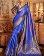 Denouement Royal Blue Kanjivaram Silk Saree With Demure Blouse Piece