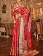 Fairytale Red Kanjivaram Silk Saree With Easy on the eyes Blouse Piece