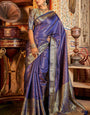 An insanely Blue Kanjivaram Silk Saree With Magnificat Blouse Piece