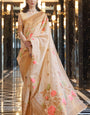 Twirling Beige Cotton Silk Saree With Tempting Blouse Piece