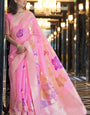 Prettiest Pink Cotton Silk Saree With Fantabulous Blouse Piece