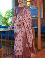 Preferable Lavender Organza Silk Saree With Snazzy Blouse Piece