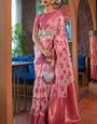 Seraglio Baby Pink Organza Silk Saree With Assemblage Blouse Piece